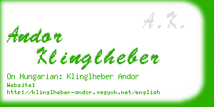 andor klinglheber business card